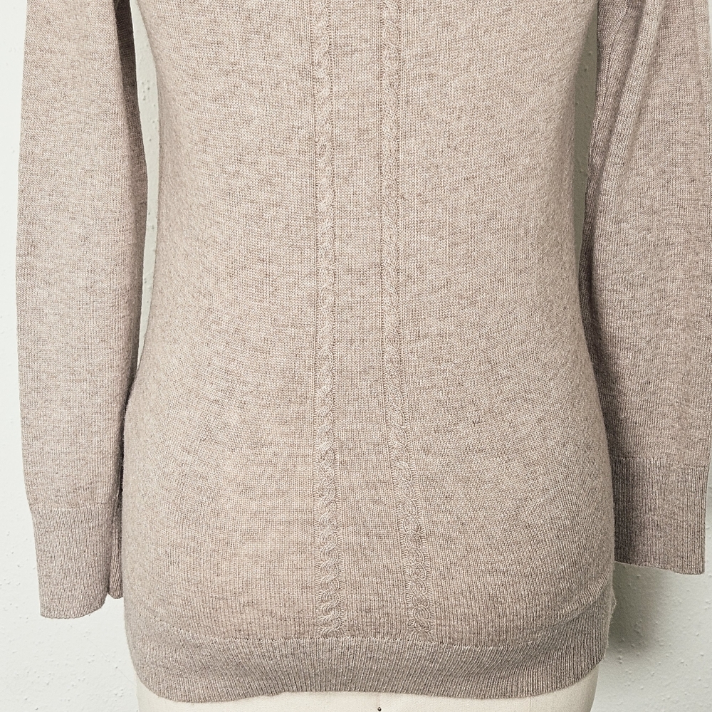 Banana Republic Italian Wool Cashmere Blend Rope Trim Sweater XS Beige - Picture 8 of 11